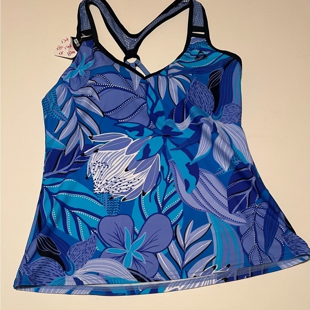 NWT Gerry Women's Sugarbush O-Ring Action Tankini with Bra Padding‎ Size Small